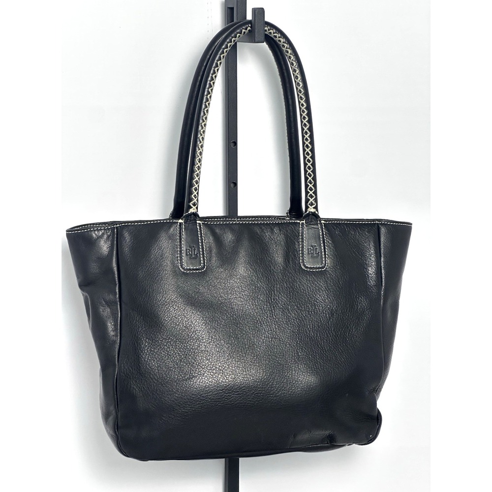 Ralph Lauren (LRL) Black Leather Tote Handbag - Picture 1 of 16